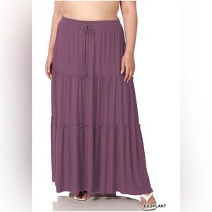 New!PLUS SIZE TIERED RUFFLE RAW HEM MAXI SKIRT SIZE 1X 2X 3X